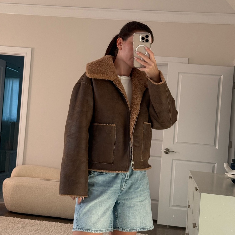 Brown Shearling Reversible Jacket - image 4